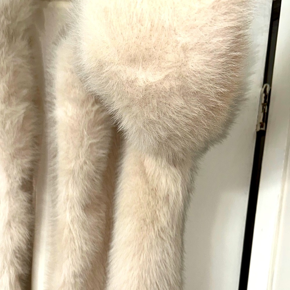 Cream Faux Fur Teddy Jacket with Luxurious Texture Size XL - Picture 8 of 9